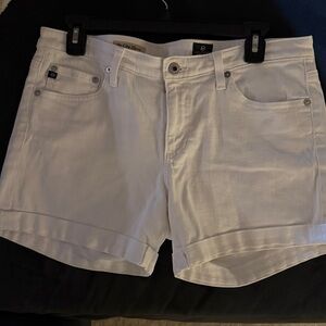 AG Adriano Goldschmied White Denim Cuffed Shorts